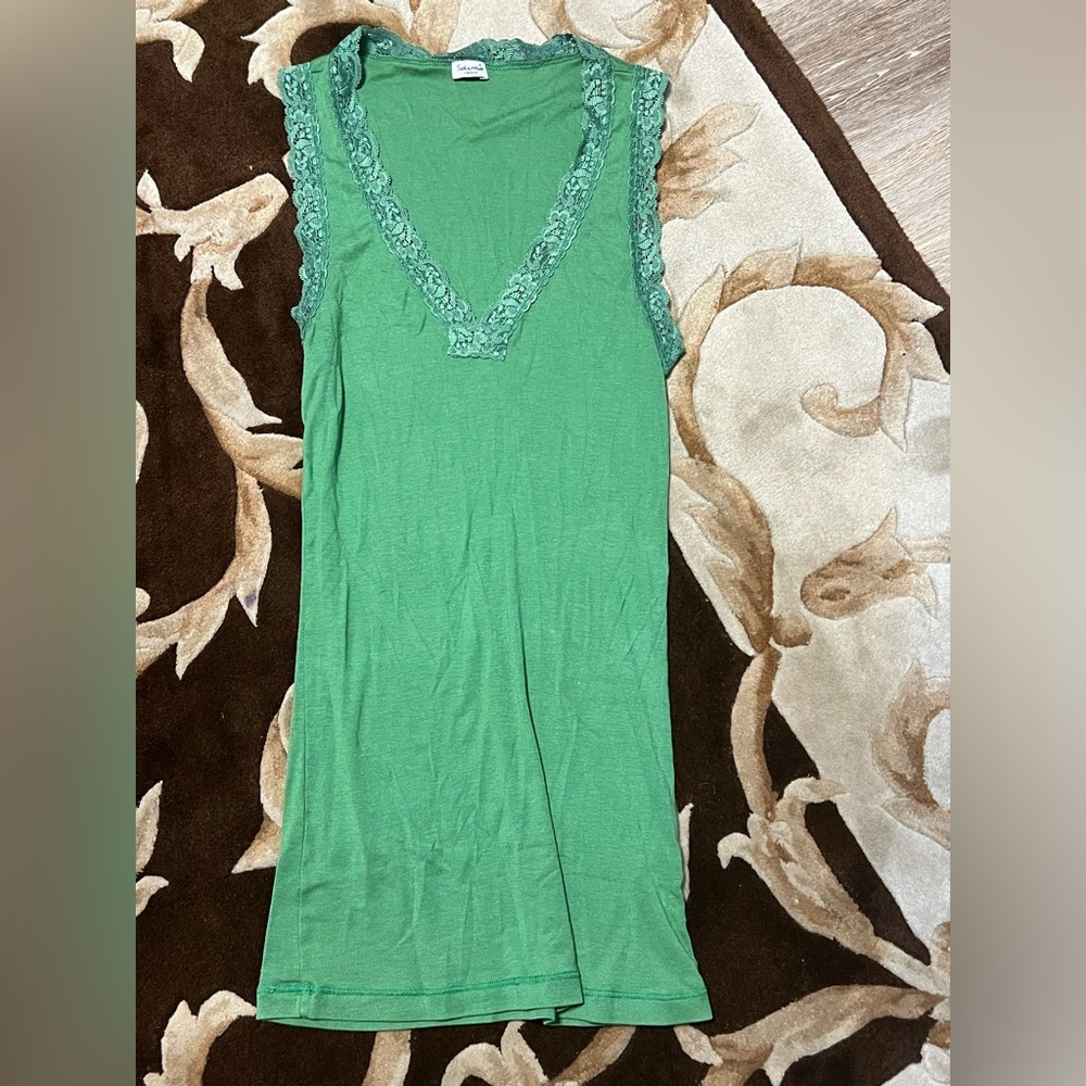 Splendid medium Green Lace Trim Sleeveless Top